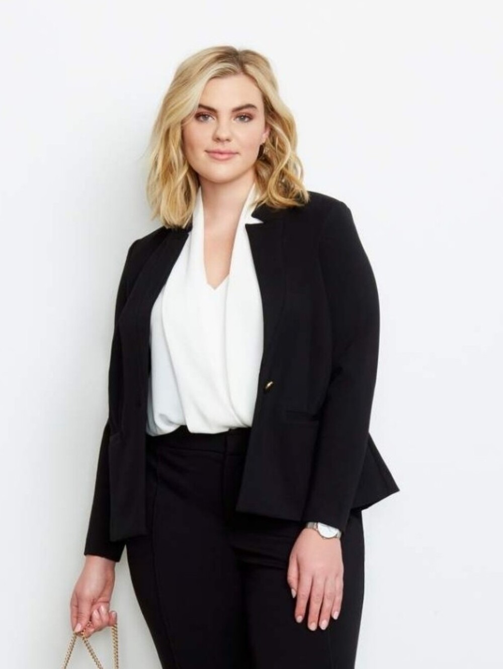 Eloquii Black Notch-Collar Single-Button Blazer